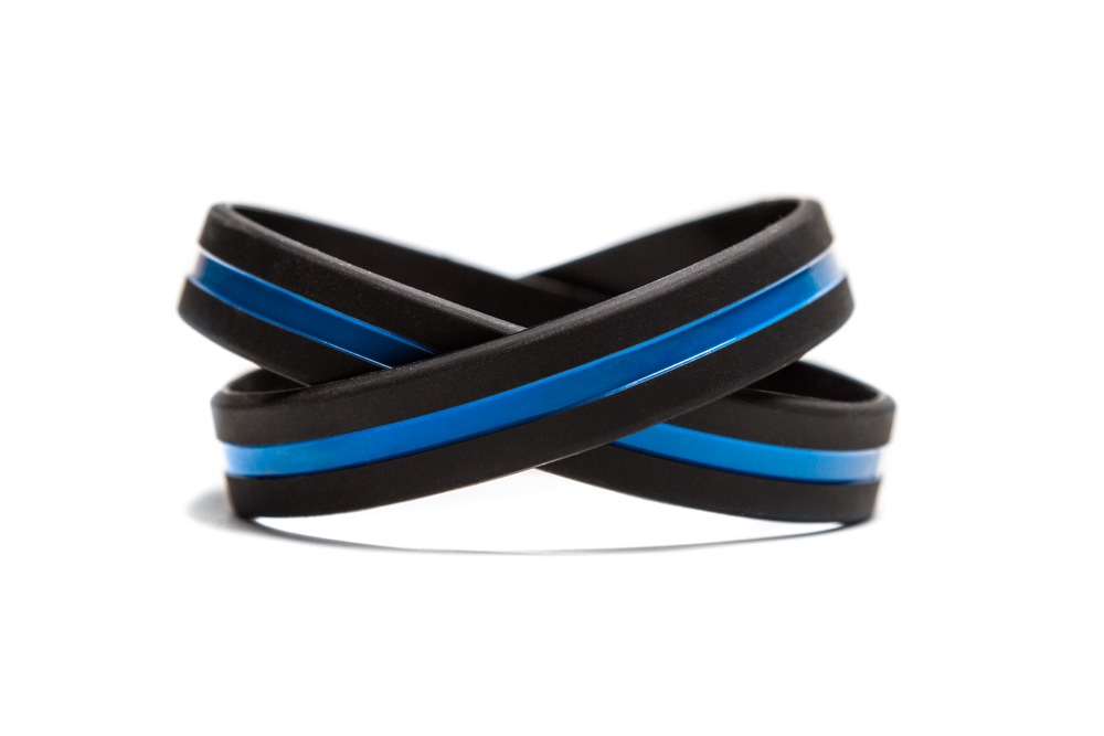 Picture shows our blue line support law enforcement wristband